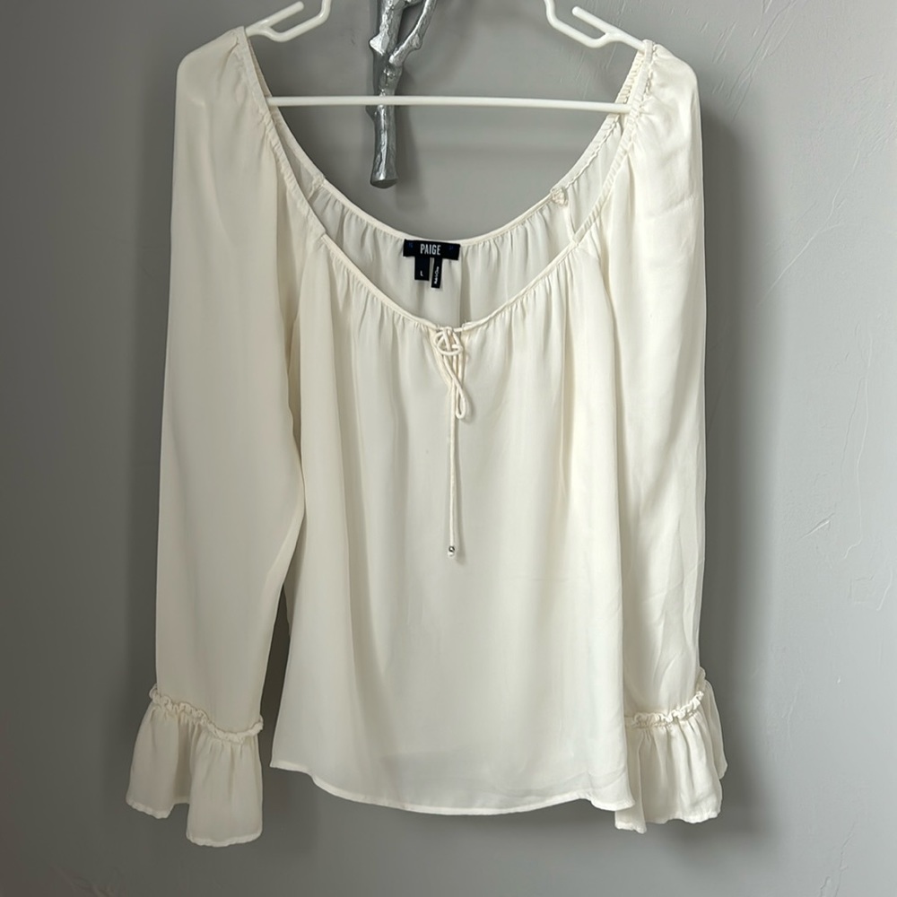 PAIGE Bohemian Blouse with tie and long sleeves. Like new condition size large